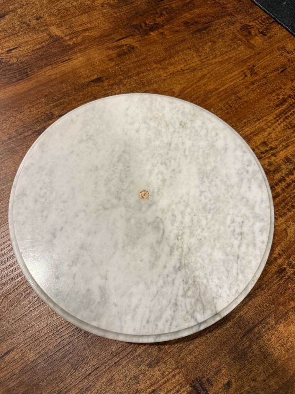Vintage Italian White Marble Round Lazy Susan